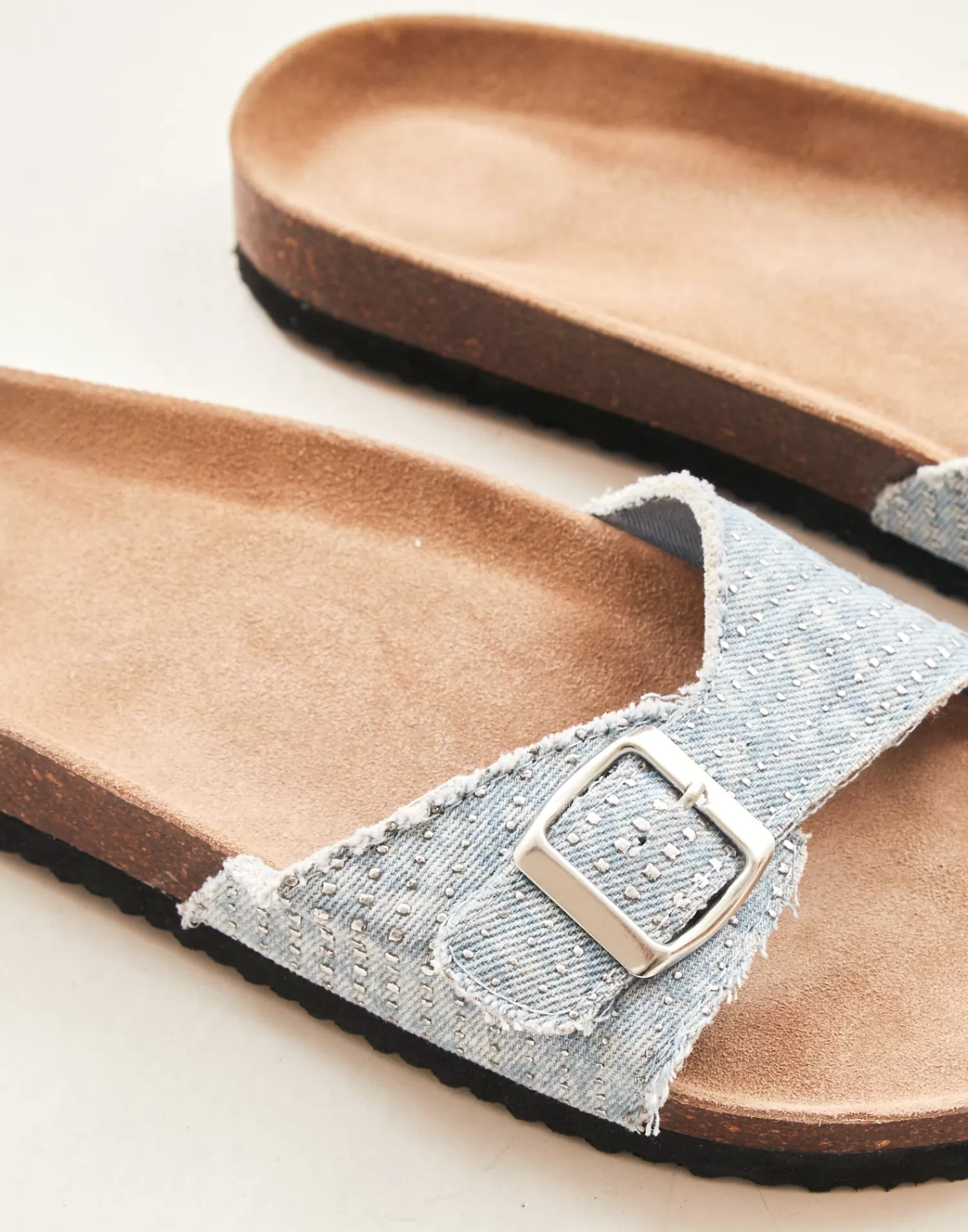 Footwear*Natura Selection Ergonomic Denim Slide Sandal 145448-BLUE