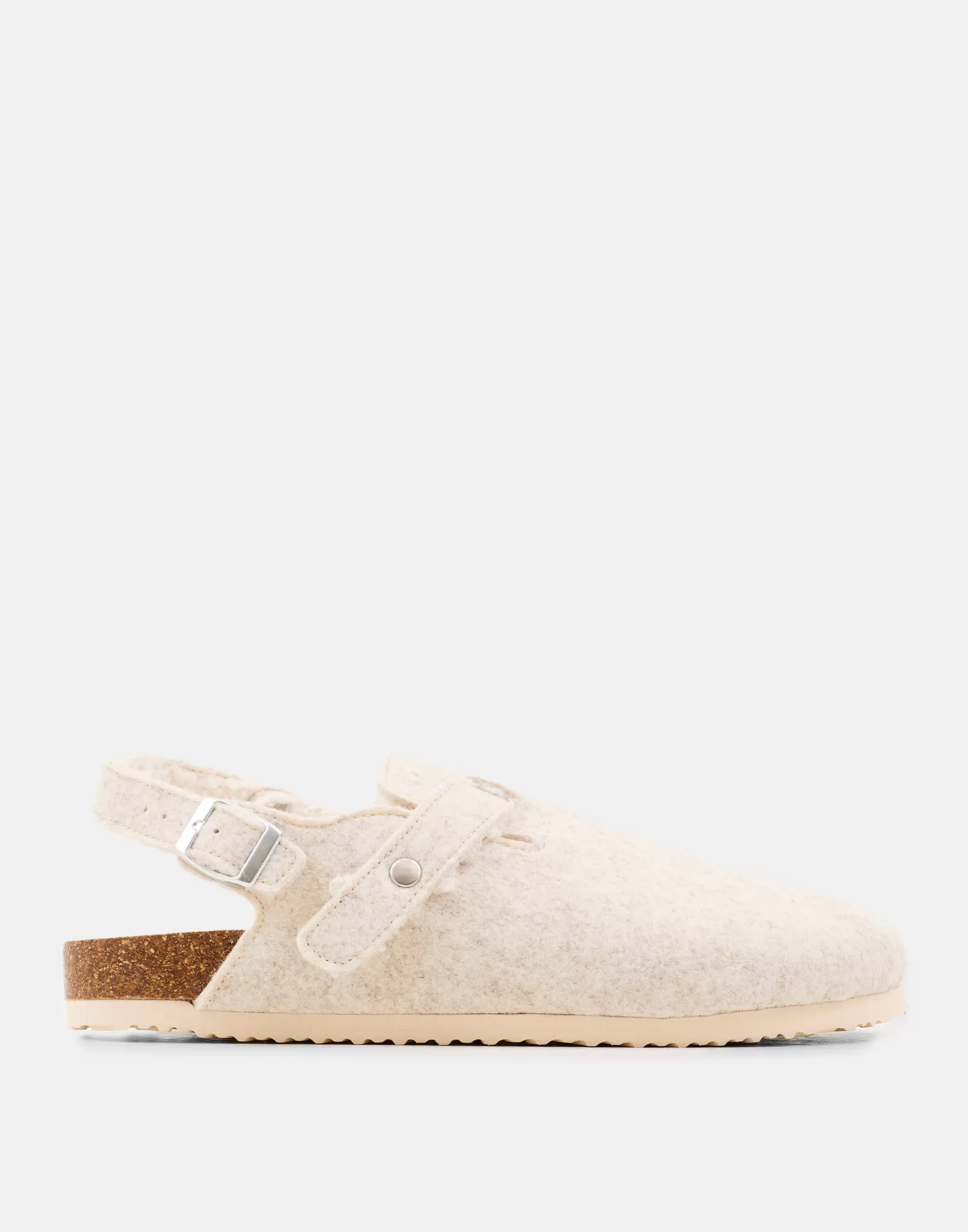Footwear*Natura Selection Felt Clog With Buckle 147883-BEIGE