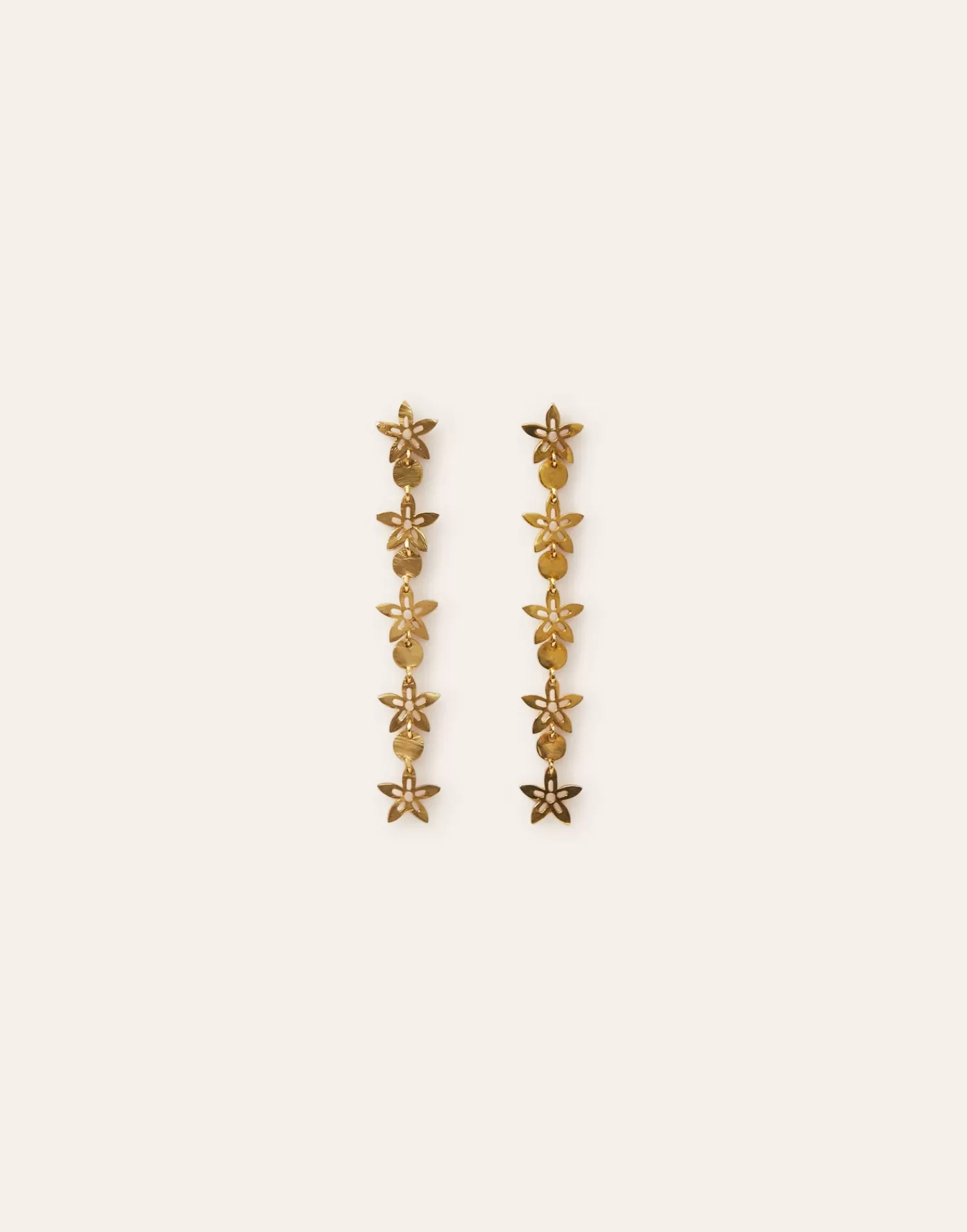 Jewelry*Natura Selection Long Flower Earrings 145825-GOLD
