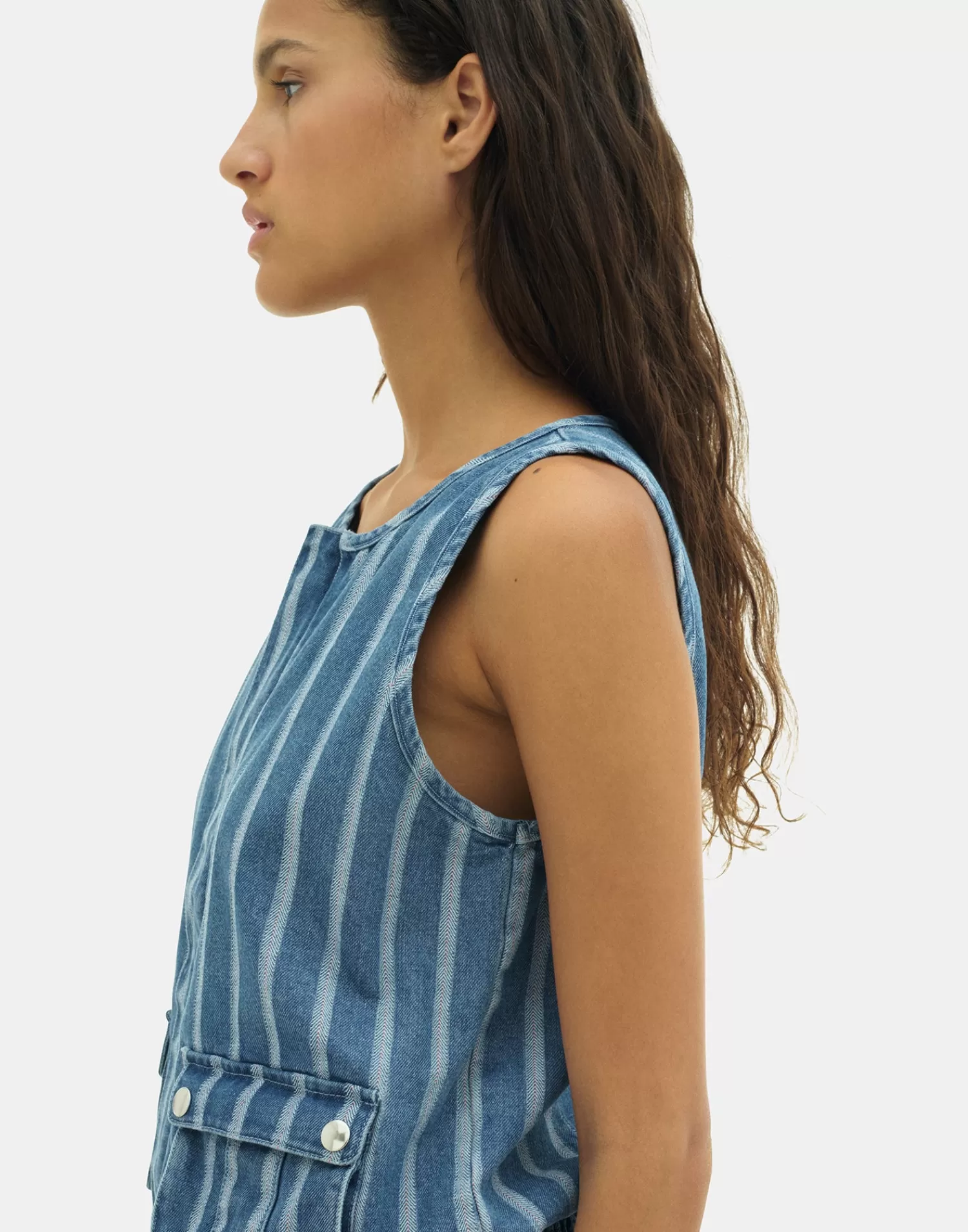 T-Shirts & Tops*Natura Selection Neve Denim Vest 149737-BLUE