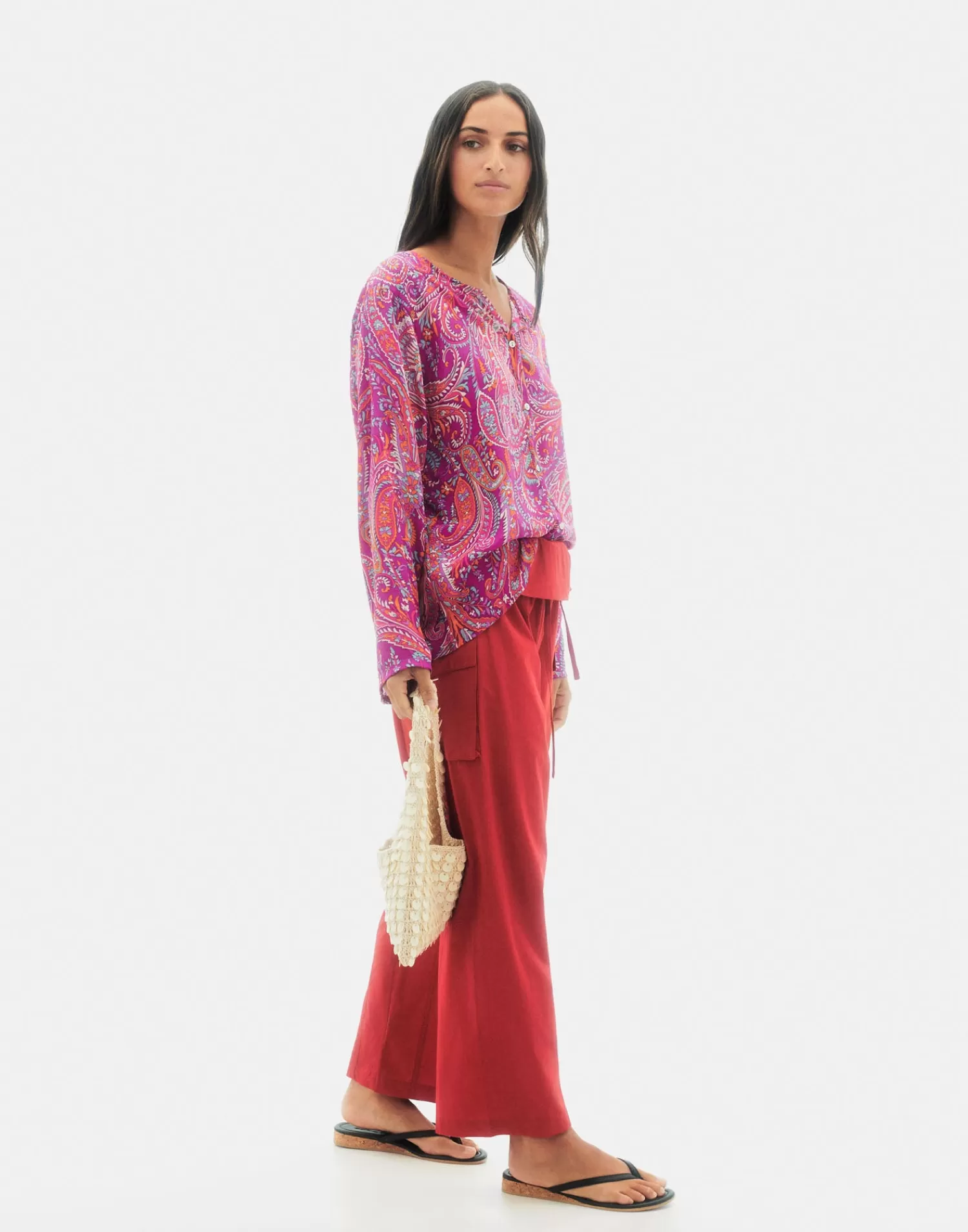 Shirts & Blouses*Natura Selection Paisley Blouse 147769-FUCHSIA
