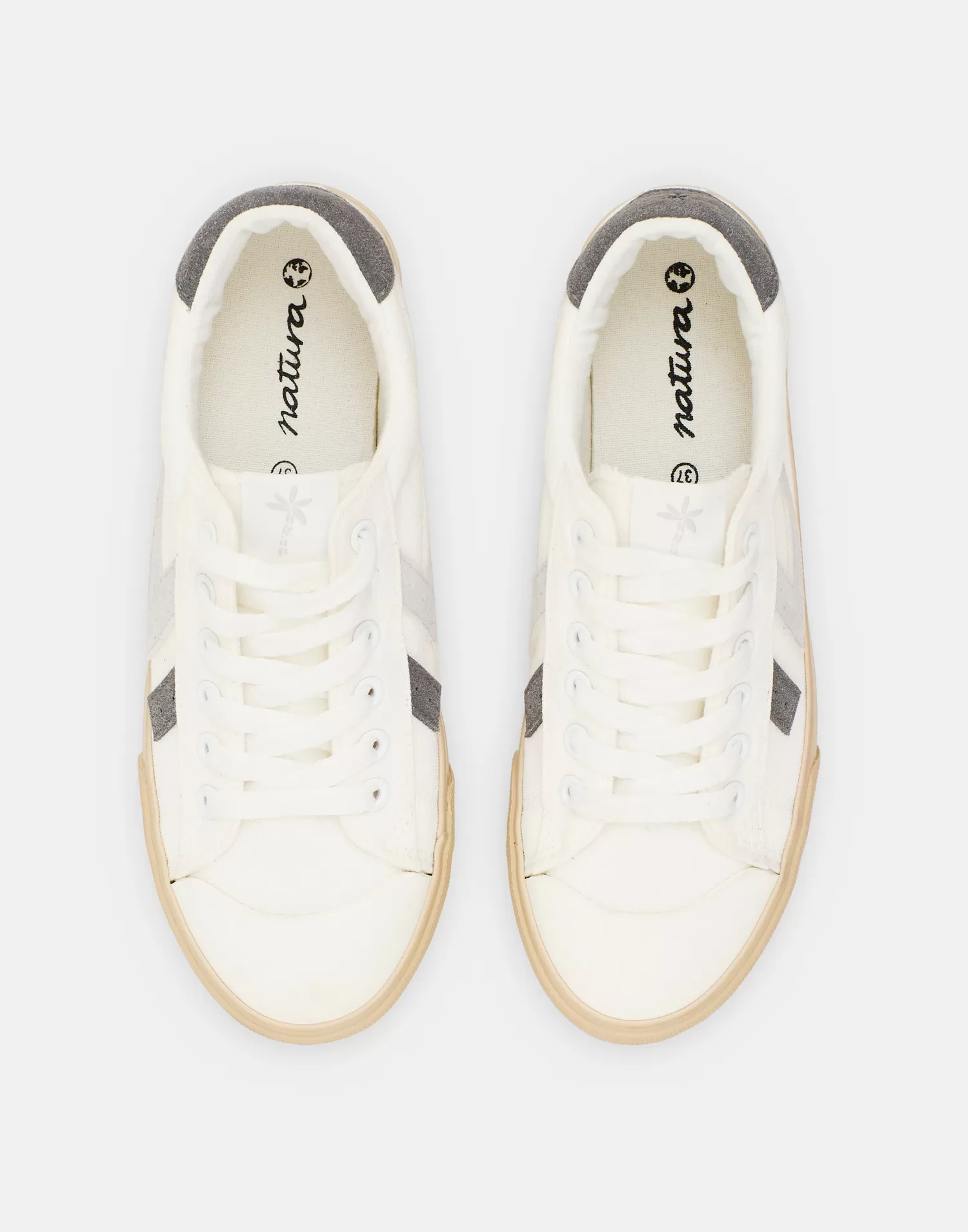 Footwear*Natura Selection White Sneakers With Stripes 147835-GREY