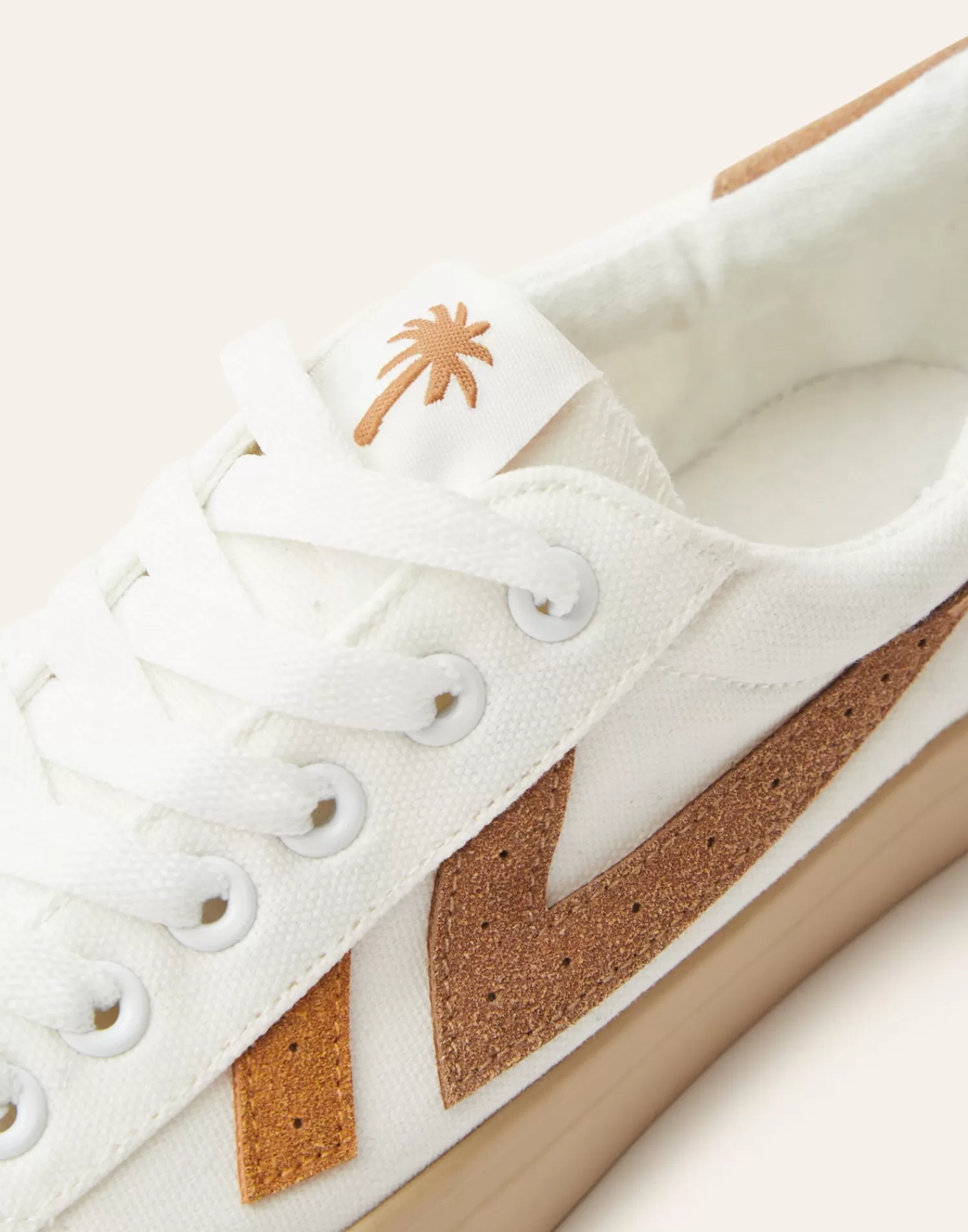 Footwear*Natura Selection White Sneakers With Stripes 145155-Camel